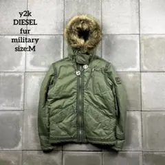 00s y2k DIESEL fur military jacket olive