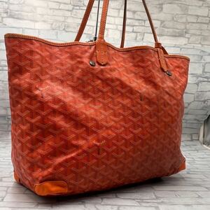 GOYARD ゴヤール メンズ トートバッグ ビジネスバッグ 仕事鞄 肩掛け サンルイPM レザー 本革 PVC A4◎ 大容量 オレンジ 橙色 ポーチ付き