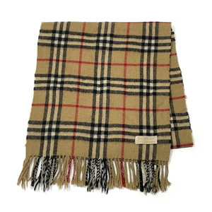 中古BC/使用感中 BURBERRY バーバリー マフラー カシミヤ100％ ノバチェック 140cm×30cm ストール 襟巻 ユニセックス ベージュ 20445206