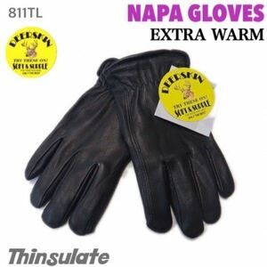 送料無料 NAPA GLOVES ナパ 鹿革 防寒 冬用 シンサレート グローブ 811TL-XS BLACK 黒 EXTRA WARM 裏地付 ディアスキン 男女兼用 USA