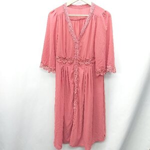 ◇ mysty woman 五分袖 カットソー サイズF レッド系 レディース E