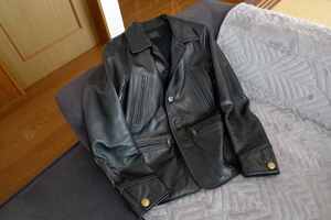 BY GLAD HANDグラッドハンド　CAR COAT レザー　 Sサイズ　(BLACK)　美品