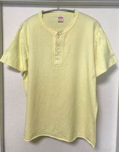 ◆【人気】Healthknit ヘルスニット/ ヘンリーネック Tシャツ YELLOW L