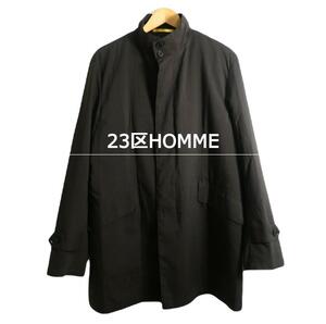 美品 23区HOMME ニジュウサンクオム サイズ48 スタンドカラー ミドル丈 2WAY ライナー付き コート ブルゾン ジャケット ブラウン 茶