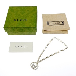 【箱付き】 GUCCI グッチ シルバー インターロッキング ブレスレット 13.3g 925刻印 350145 ブレスレット