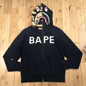 BAPE LOGO シャーク パーカー Mサイズ ネイビー shark full zip hoodie a bathing ape NAVY エイプ ベイプ アベイシングエイプ wji5