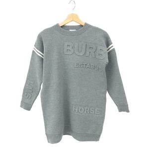 良好◆BURBERRY LONDON バーバリーロンドン ワンピース キッズサイズ140◆ グレー コットン混 キッズ ロゴ 子供服 女の子 近年タグ