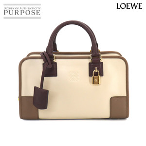 新品同様 ロエベ LOEWE アマソナ 28 ハンド バッグ レザー ベージュ ブラウン ボルドー ゴールド 金具 Amazona 90249748