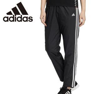 ★アディダス adidas 新品 レディース 防風 保温 裏起毛 トリコット ウインド ロングパンツ 黒 LLサイズ [HM2815-XL] 四 参★QWER★