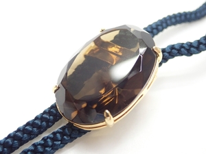 Q142　ループタイ　天然石　スモーキークォーツ　イエローブラウン　水晶　53cm　ネクタイ　アクセサリー　Ａｍｂｅｒ　bolo Poler Tie