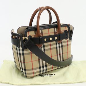 中古良品バーバリーBURBERRY ノバチェック 2WAYトートバッグ コットン 8021274 ベージュ系　 ランク：A us-2 2WAY