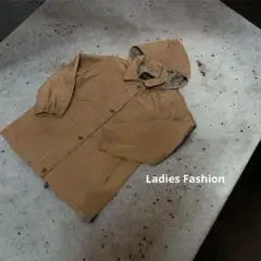 Ladies Fashion ダウンジャケット フード取り外可 ブラウン L