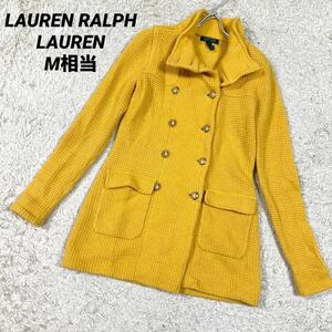 ローレンラルフローレン LAUREN RALPH LAUREN ニット　ブルゾン　ダブル　金ボタン　イエロー　黄色　Mサイズ