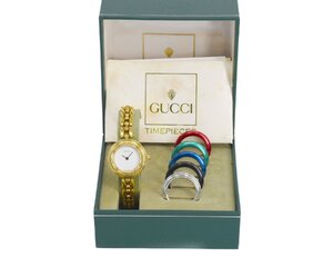 [極美品] 稼働品【GUCCI】グッチ チェンジベゼル 11/12.2 レディース クォーツ 箱付 中古美品