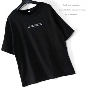 ■未使用・アウトレット■tk/シンプル胸ロゴレディースTシャツ/ブラック/Lサイズ