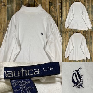 90s NAUTICA ノーティカ ハイネック 襟黄ばみあり ワンポイントロゴ アメリカ輸入/ビンテージ/ロンT/LONG SLEEVE/L-S/古着/古着卸