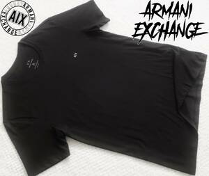 新品★アルマーニ★大きいサイズ★ブラック Tシャツ★クルーネック★ホワイト ロゴ刺繍★ペルー製★黒 白 2XL★ARMANI☆740