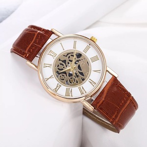 時計 腕時計 ギリシャ文字 アナログ メンズ クォーツ レザー ベルト 高品質 レザー ファッション時計 ウォッチ 男女兼用 ブラウン　1
