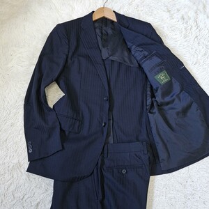 美品 ユナイテッドアローズ【Kangaroo Island 生地 46 M シャドーストライプ】UNITED ARROWS スーツ セットアップ green label relaxing