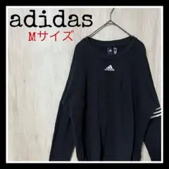 adidas アディダス 古着 トレーナー スウェット センターロゴ ブラック