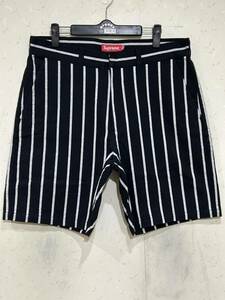 ※Supreme シュプリーム Work Short ストライプハーフショートパンツ ブラック×ホワイト 32 　　　　　 BJBD.G