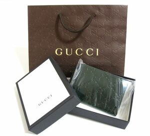 未使用 GUCCI グッチ グッチッシマレザー 2つ折り カードケース お財布 小銭入れなし 233155 グリーン