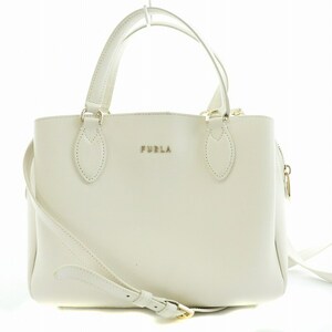 フルラ FURLA ミネルヴァ 2WAY トートバッグ ショルダーバッグ レザー ロゴ金具 ゴールド金具 白 ホワイト WB00391