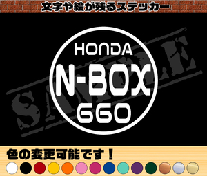 【追跡あり・ゆうパケット発送】　『HONDA N-BOX 660』 丸枠パロディステッカー　8cm×8cm