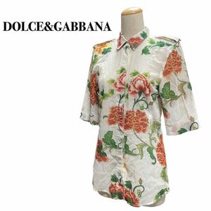 DOLCE&GABBANA ドルチェアンドガッバーナ 40 M 半袖シャツ 花柄 透け感 シースルー