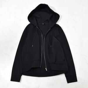 2022年 現行 セオリー Theory VIS PONTE HOODIE ウォッシャブル ストレッチ ポンチ素材 ジップパーカー フーディ S/9号 ゆったり 黒