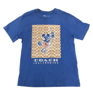 ディズニー×コーチ コラボ S 半袖Tシャツ ロープクライムミッキーシグネチャー メンズ 青×赤×白×茶系 QG014-96