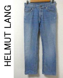 本人期 初期 HELMUT LANG ヘルムートラング アーカイブ 麻混 コットンリネン ダメージ加工 ブーツカット デニム パンツ ジーンズ 31