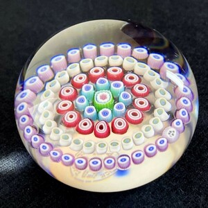 希少 1989 OLD BACCARAT バカラ クリスタル ペーパーウェイト （千の花 ミルフィオリ Millefiori）