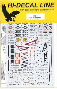 1/48　Hi Decal ハイデカール　HD48004 　McDonnell-Douglas F/A-18A/C Hornet