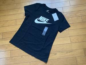 ♪新品タグ付 NIKEナイキ フロントロゴ コットン半袖Tトップ 黒 L ランニング ダンス ヨガ Tシャツ