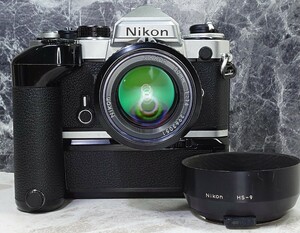 【終活コレクション整理】 Nikon FE 美品＋Ai NIKKOR 50mm f1.4 大口径単焦点＋モータードライブMD-12 各動作良好 露出計OK 光学連写OK