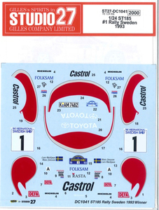 【STUDIO27】1/24 ST185 #1 Rally Sweden 1993 デカール