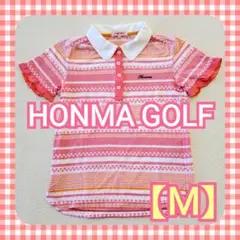 【HONMA】ホンマ カラフル ボーダー柄 ポロシャツ【Ｍ】❤️ピンク 可愛い