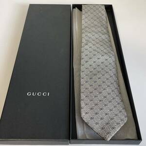 グッチ（GUCCI） 灰色GGロゴドットネクタイ