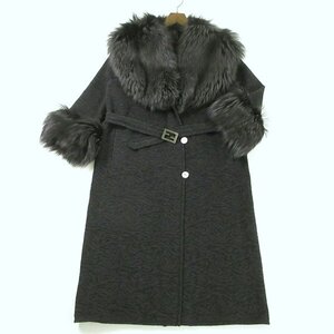 売切り!!★r7fu012007★美品 FENDI フェンディ フォックス使い カシミヤ100％ リバーシブル ロングコート XL程度