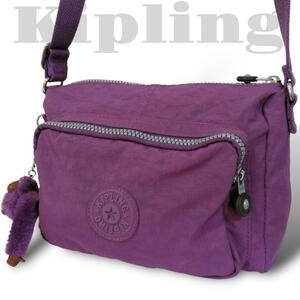 キプリング Kipling ショルダーバッグ クロスボディ 斜め掛け ゴリラ チャーム 紫