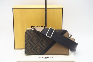 ☆安心の３大保証☆ ABランク ≪FENDI フェンディ/ショルダーウォレット≫ 7M0346 フェンディ ダイアゴナル ブラウン ベージュ 美品 送料込