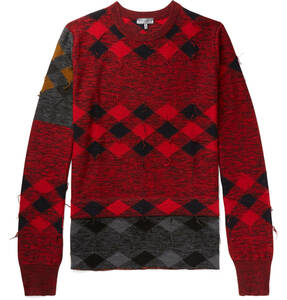 【中古】ランバン LANVIN Distressed Intarsia Wool Sweater Size:S 