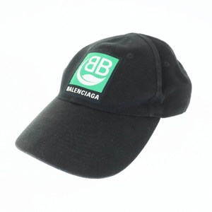 バレンシアガ BALENCIAGA BB Logo Cap ビービー ロゴ キャップ 帽子 593188 310B2 L 黒 ブラック ブランド古着ベクトル 中古☆AA★▲24090