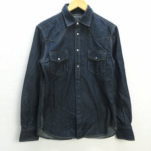 G■ユナイテッドアローズ/UNITED ARROWS RHYTHMOFLIFE 長袖デニムシャツ【M】紺/men