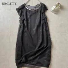 JUSGLITTY ジャスグリッティー　ビジュー　ワンピースバックリボン　フリル