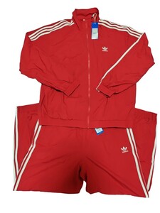 【上2XL下3XL】未使用タグ付き adidas Originalsナイロントラックジャケット＆パンツ セットアップ 上下セット 赤×白 ナイロン XO/2XO