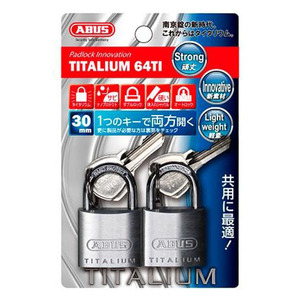 ABUS(アバス)　TITALIUM南京錠(同一キー) 30mm 6本キー BP64TI30KA2 00721295