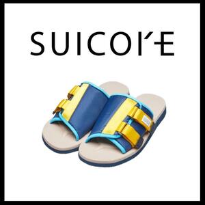 ○★新品 未使用 SUICOKE カウ キャブ 定番ベルクロサンダル ネイビー × イエロー 28cm○●