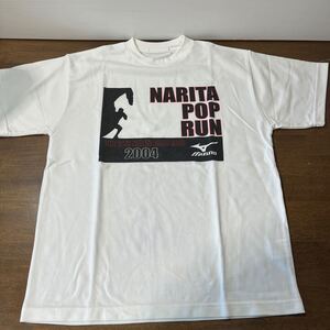 NARITA POP RUN ミズノ MIZUNO ロードレース 2004 ホワイト Tシャツ M?L?サイズ 半袖 (■